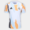 Camisa Real Madrid 25/26 Pré Jogo Adidas Masculina - Branco+Laranja